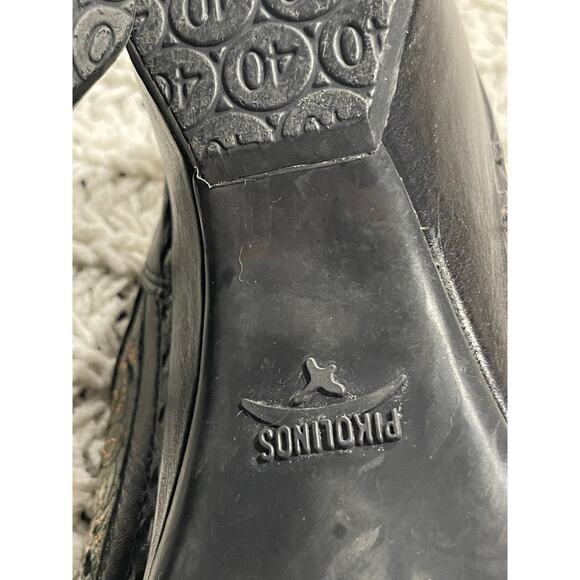 Pikolinos Clogs Slip On Leather Laser Cut Floral Womens Size 9 EU 40 Green Black - Picture 8 of 10